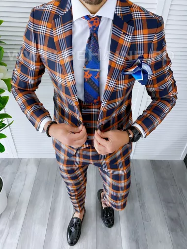 Costum barbati slim fit + Vesta A7802 43-5